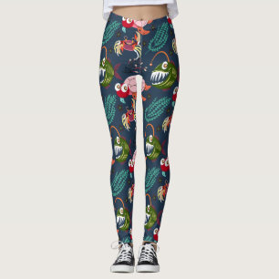 Legging Padrão de animais aquáticos   vida submarina do 