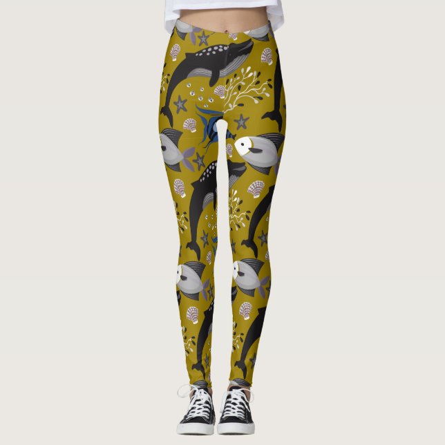 Legging Padrão de animais aquáticos | vida submarina do oc (Frente)