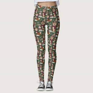 Legging Padrão de Animais de Natal na Floresta – Inverno F