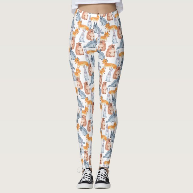 Legging Padrão de Animais Florestais Cutes (Frente)