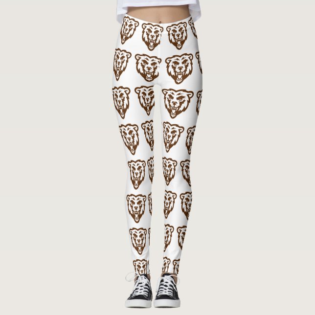 Legging Padrão de Animais Russos da Floresta Marrom-Urso (Frente)
