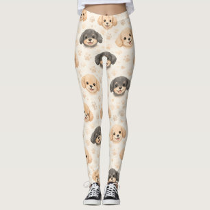 Legging Padrão de aquarela Corações de Cachorrinho Fofo (3