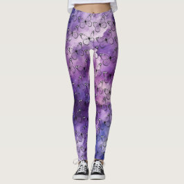 Legging Padrão de Aquarela da Borboleta Roxo