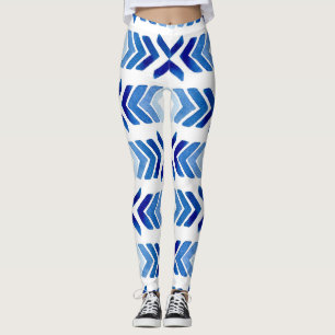 Legging Padrão de Aquarela das Setas Rhombus Azuis