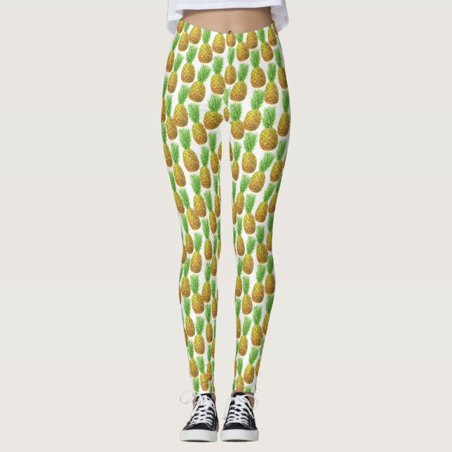 Legging Padrão de aquarela de abacaxi (Frente)