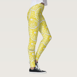 Legging Padrão de Aquarela de Fatias de Limão