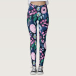 Legging Padrão de Aquarela do Buquê Floral Azul, Marinho R<br><div class="desc">Este padrão de aquarela moderno e elegante é perfeito para a moda e na moda. Apresenta flores cor-de-rosa-baga pintadas à mão, cor-de-rosa-pincel, azul-marinho, azul-pastel, amarelo-neon, verde-lacre e padrão de folhas sobre um fundo azul-marinho escuro. É arte, bonito, feminina, delicada e doce; o design perfeito para os meses de verão e...</div>