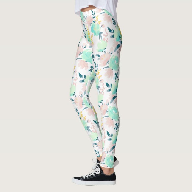 Legging Padrão de Aquarela Floral (Esquerda)
