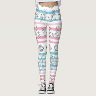 Legging Padrão de aquarela náutica retrô (12)