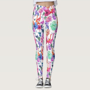 Legging Padrão de Aquarela Tropical