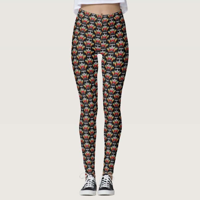 Legging Padrão de Aranha Adorável de Outono com Chapéu de  (Frente)
