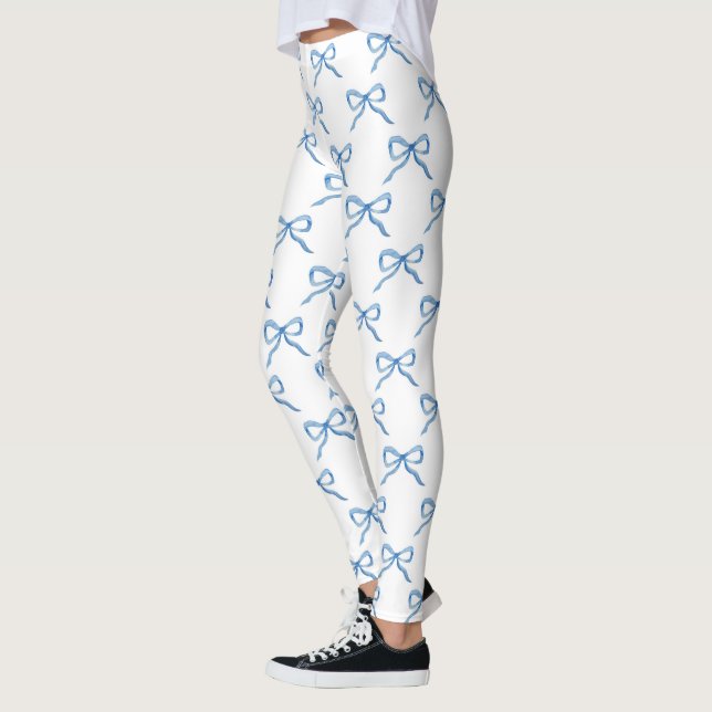 Legging Padrão de Arco de Aquarela Azul (Esquerda)