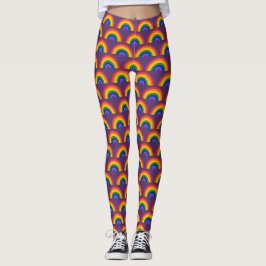 Legging Padrão de Arco-íris no Orgulho LGBTQ Roxo