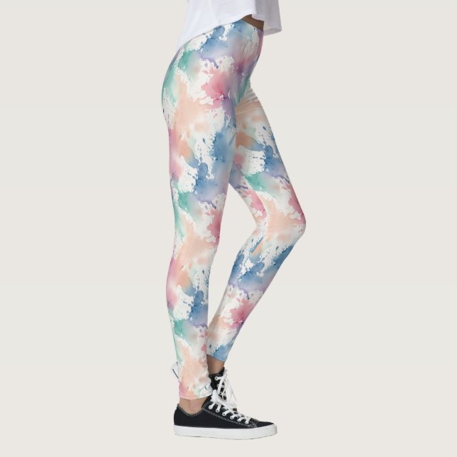 Legging Padrão de Arco-íris Suave em Aquarela com Tie Dye  (Direita)
