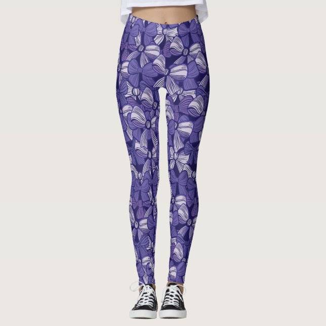 Legging Padrão de Arco Roxo Elegante (Frente)