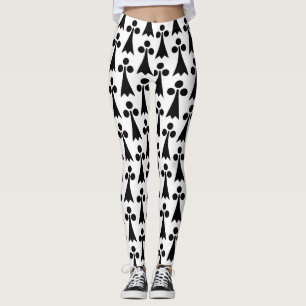 Legging Padrão de Arminho, Padrão Medieval, Preto no Branc