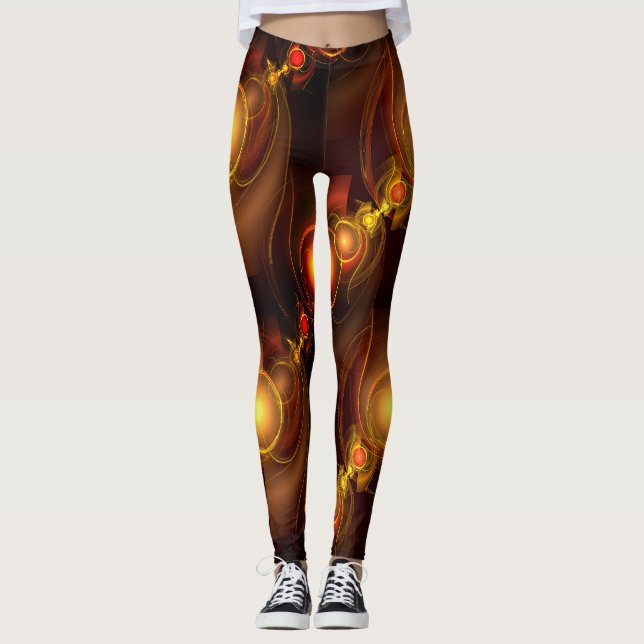 Legging Padrão de Arte Abstrata Boho Elegante Moderno Dour (Frente)