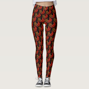 Legging Padrão de Arte Abstrata Boho Moderno Fofo e Elegan