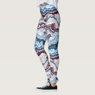 Legging Padrão de Arte Agata de Minerais Azuis Azuis abst