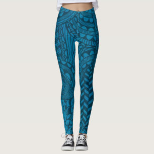 Legging Padrão de Arte Azul abstrato