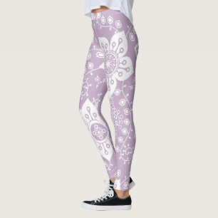 Legging Padrão de Arte das Flores Modernas Legal Funky Ret