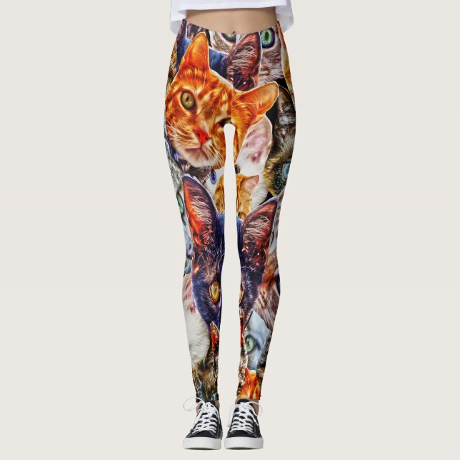 Legging Padrão de Arte de Gato (Frente)
