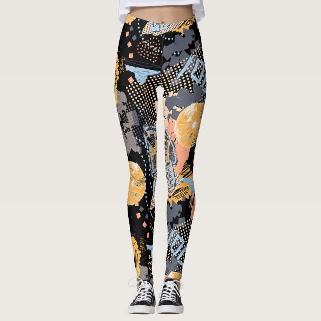 Legging Padrão de Arte de Rua com Grafite Urbano (Frente)