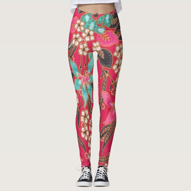 Legging Padrão de arte do Batik indonésio malaio (Frente)