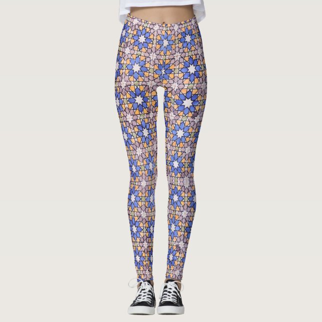Legging Padrão de Arte Floral Digital abstrato (Frente)