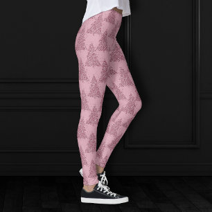 Legging Padrão de árvore elegante Dusty Mauve Rosa Natal