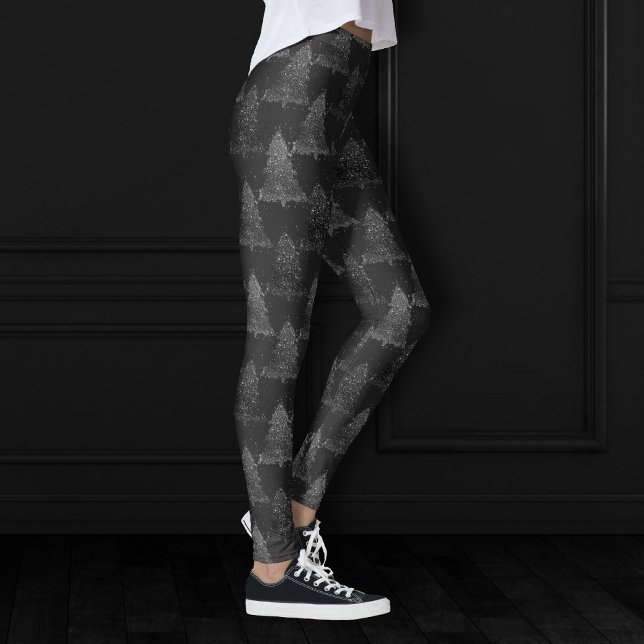 Legging Padrão de Árvore Moody | Onyx Silvery Black Christ (Criador carregado)