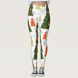 Legging Padrão de Árvores de Natal sem costura com decoraç