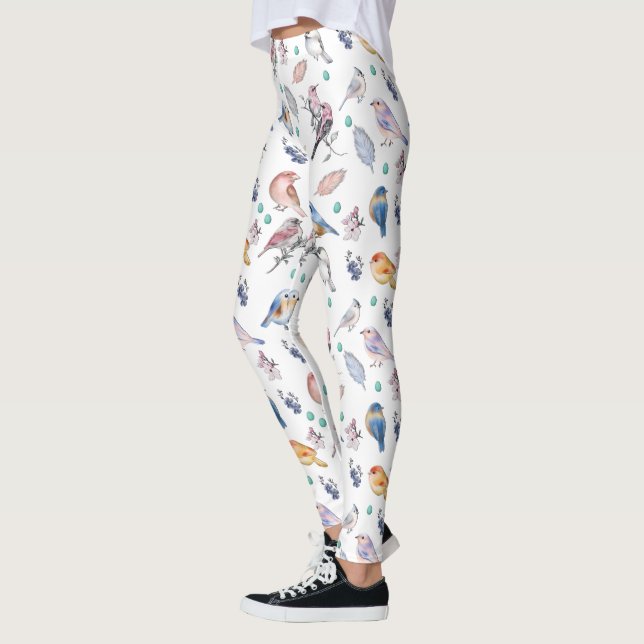 Legging Padrão de Aves de primavera (Esquerda)