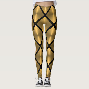 Legging Padrão de Azulejo Diamond Dourado