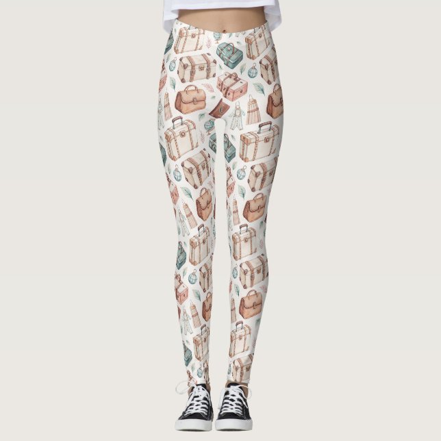 Legging Padrão de Bagagem de Viagem Vintage (2) (Frente)
