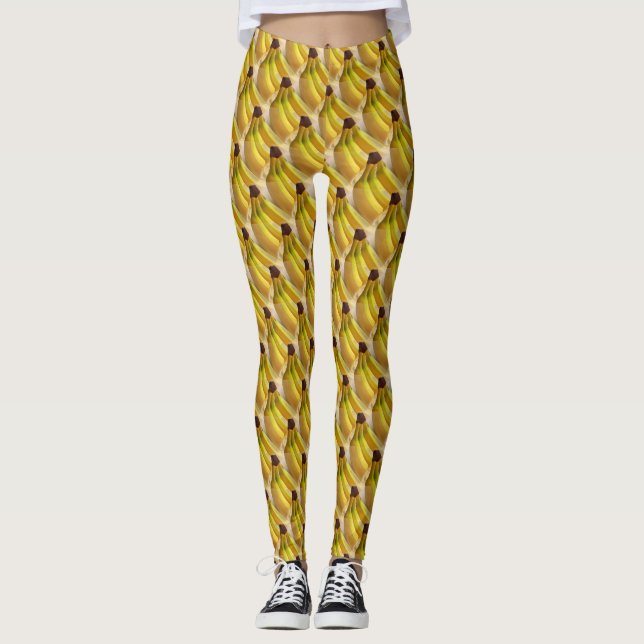Legging Padrão de Bananas Amarelas Engraçado (Frente)