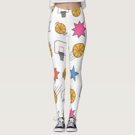 Legging Padrão de basquete divertido - Branco