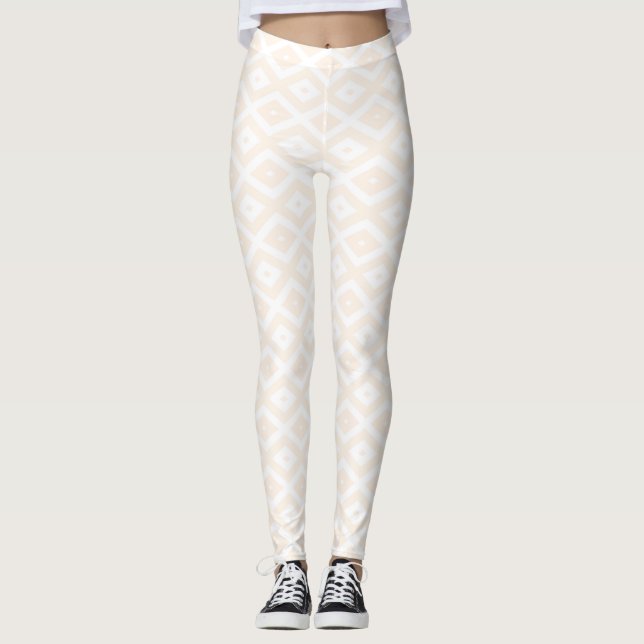 Legging Padrão de bege e de diamante branco (Frente)