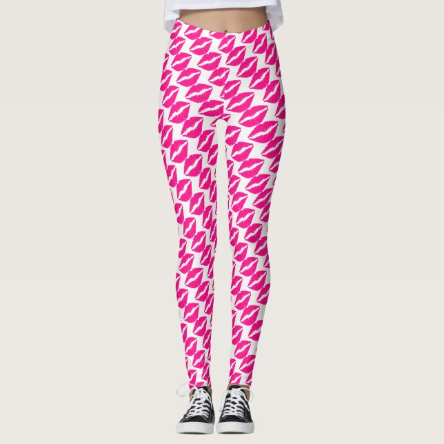 Legging Padrão de beijos brancos e bonitos (Frente)