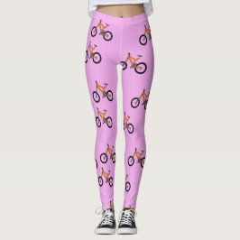 Legging Padrão de bicicletas a rosa