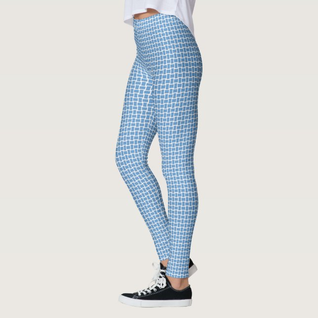 Legging Padrão de bloco branco azul (Esquerda)