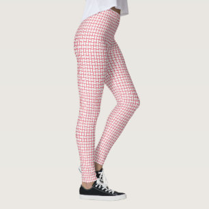 Legging Padrão de bloco branco vermelho