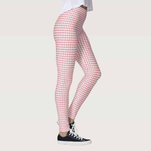 Legging Padrão de bloco branco vermelho (Direita)
