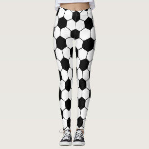 Legging Padrão de bola de futebol preto-e-branco