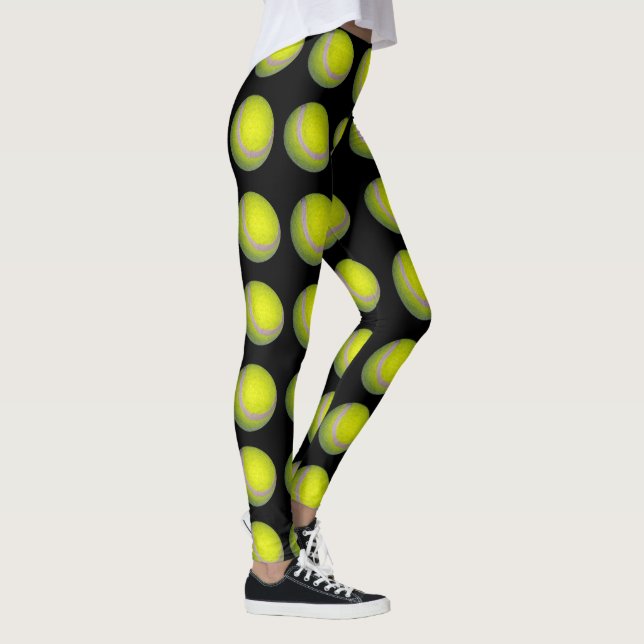 Legging Padrão De Bola De Tênis Amarelo E Preto, (Direita)