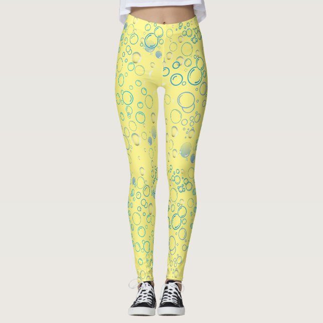 Legging Padrão de bolhas 01 Amarelo BG (Frente)