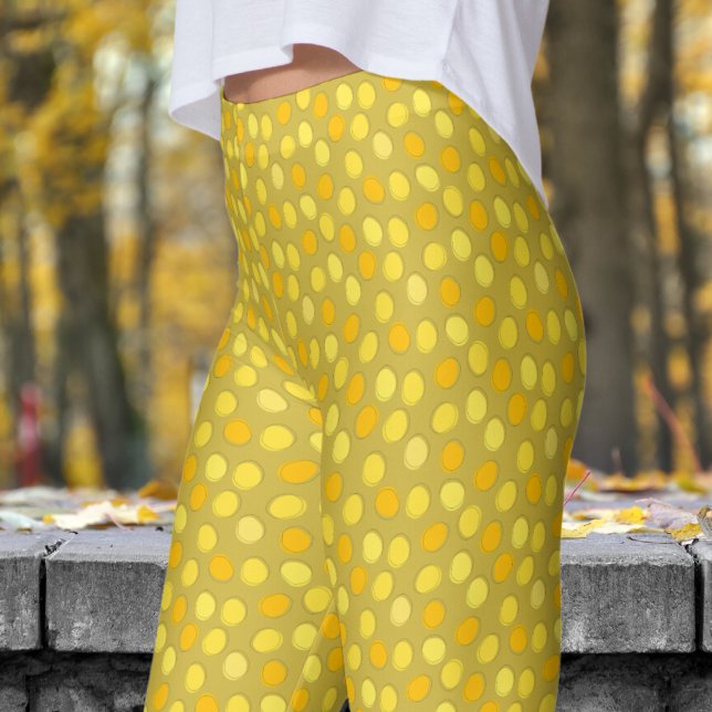 Legging Padrão de Bolinhas amarela e Dourada antiga (Yellow on Old Gold Yellow Leggings)