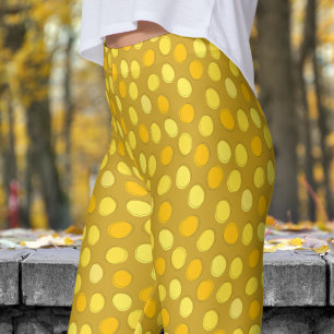 Legging Padrão de Bolinhas Amarelo e Limão na moda