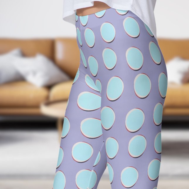 Legging Padrão de Bolinhas azul e azul brilhante (Gorgeous Blue and Blue Bell Polka Dot Pattern Leggings)