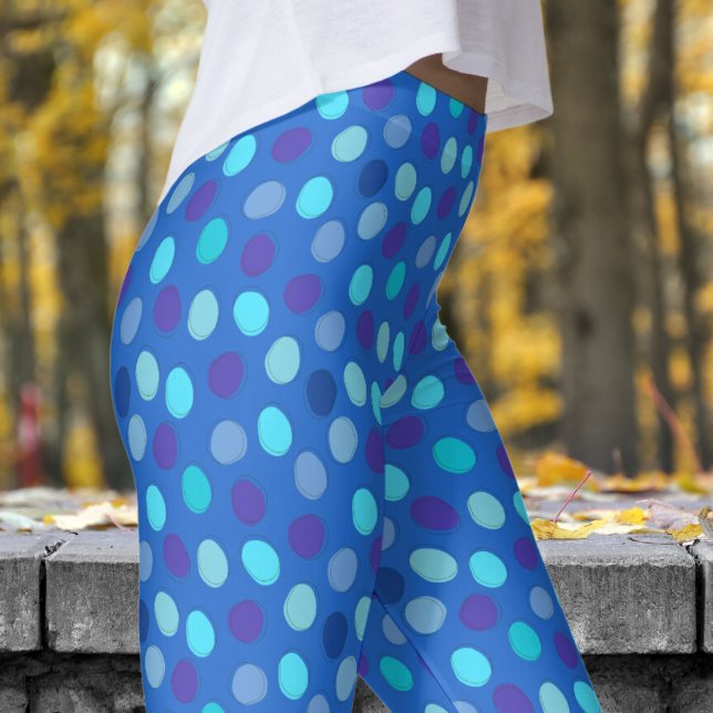 Legging Padrão de Bolinhas Azul e Azul Celta (Blues on Celtic Blue Leggings)